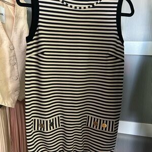 MARIA BELLENTANI Striped blue and White Sleeveless Dress
